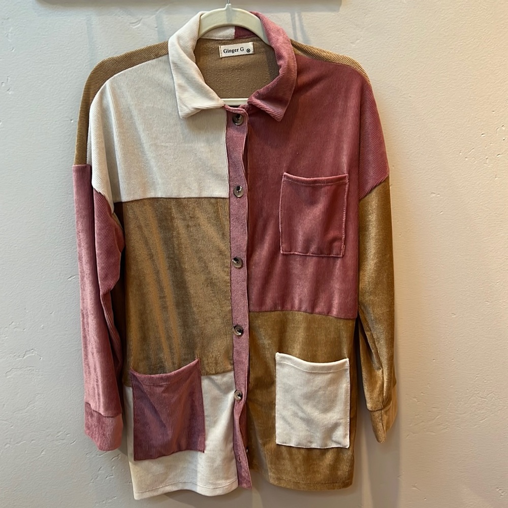 Colorblock button down